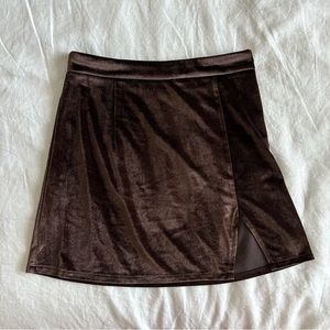 Brown velvet mini skirt